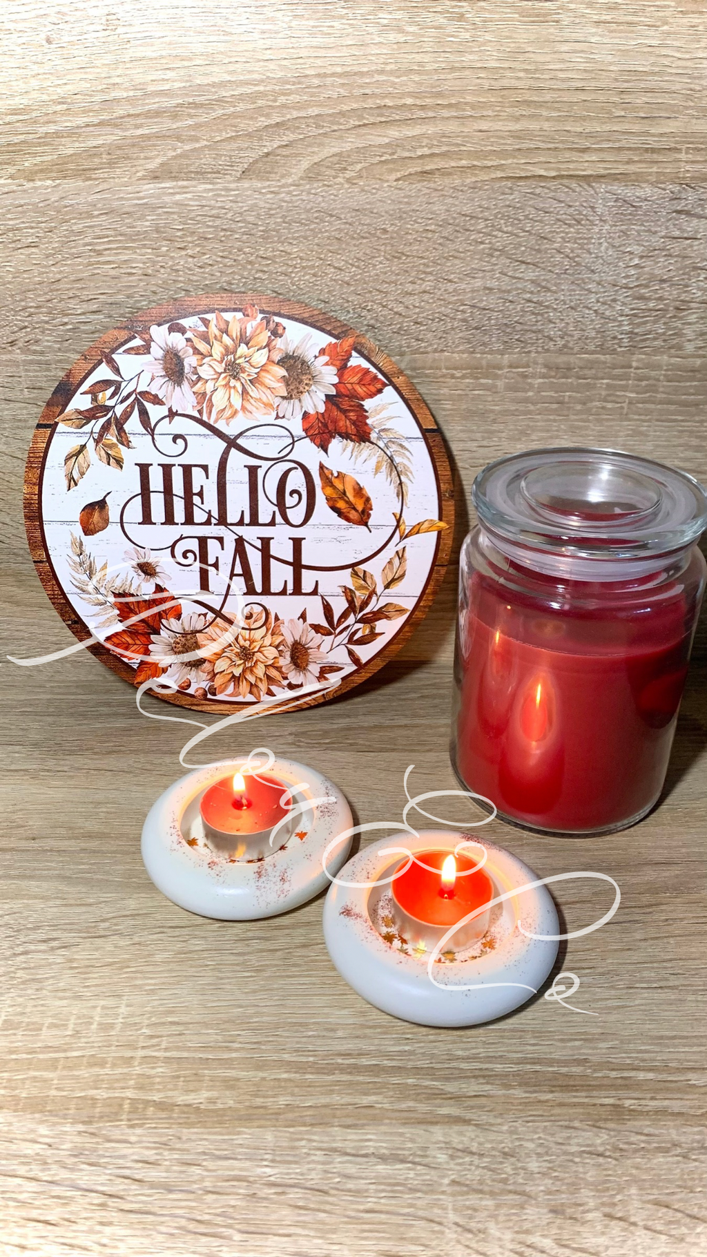 Décoration d’automne élégante en résine blanche et paillettes — Pelou&Co