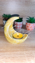 Bougeoir lune jaune en résine minérale Pelou&Co