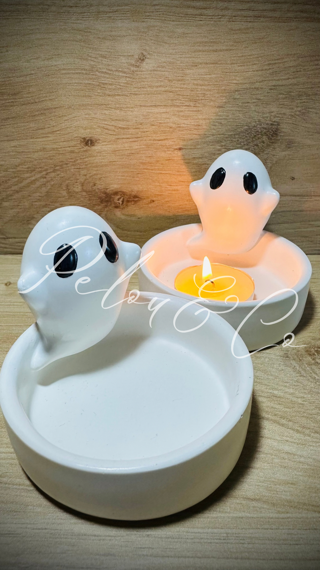  Bougeoirs fantômes avec bougies pour une ambiance Halloween chaleureuse