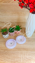 Lot bougeoirs ronds violets hibiscus – résine artisanale Pelou&Co