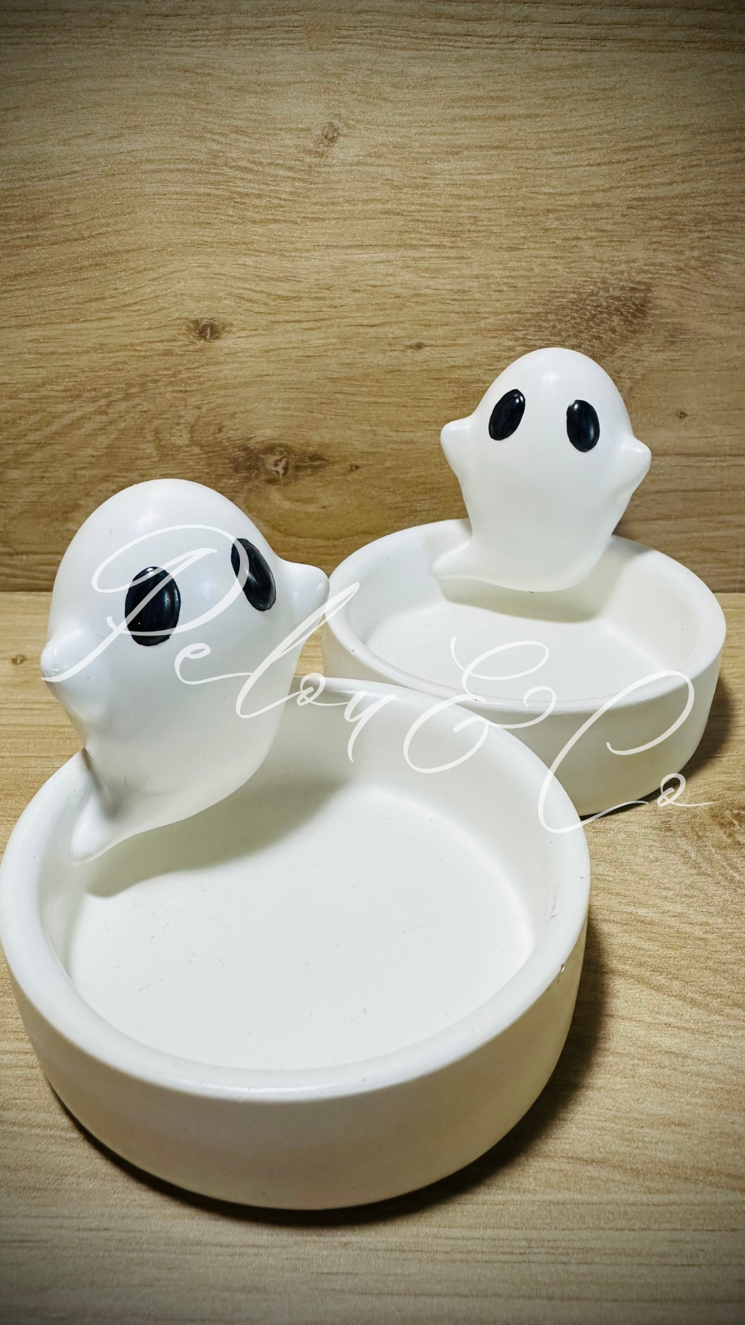  Bougeoirs fantômes en résine minérale blanche pour décoration Halloween