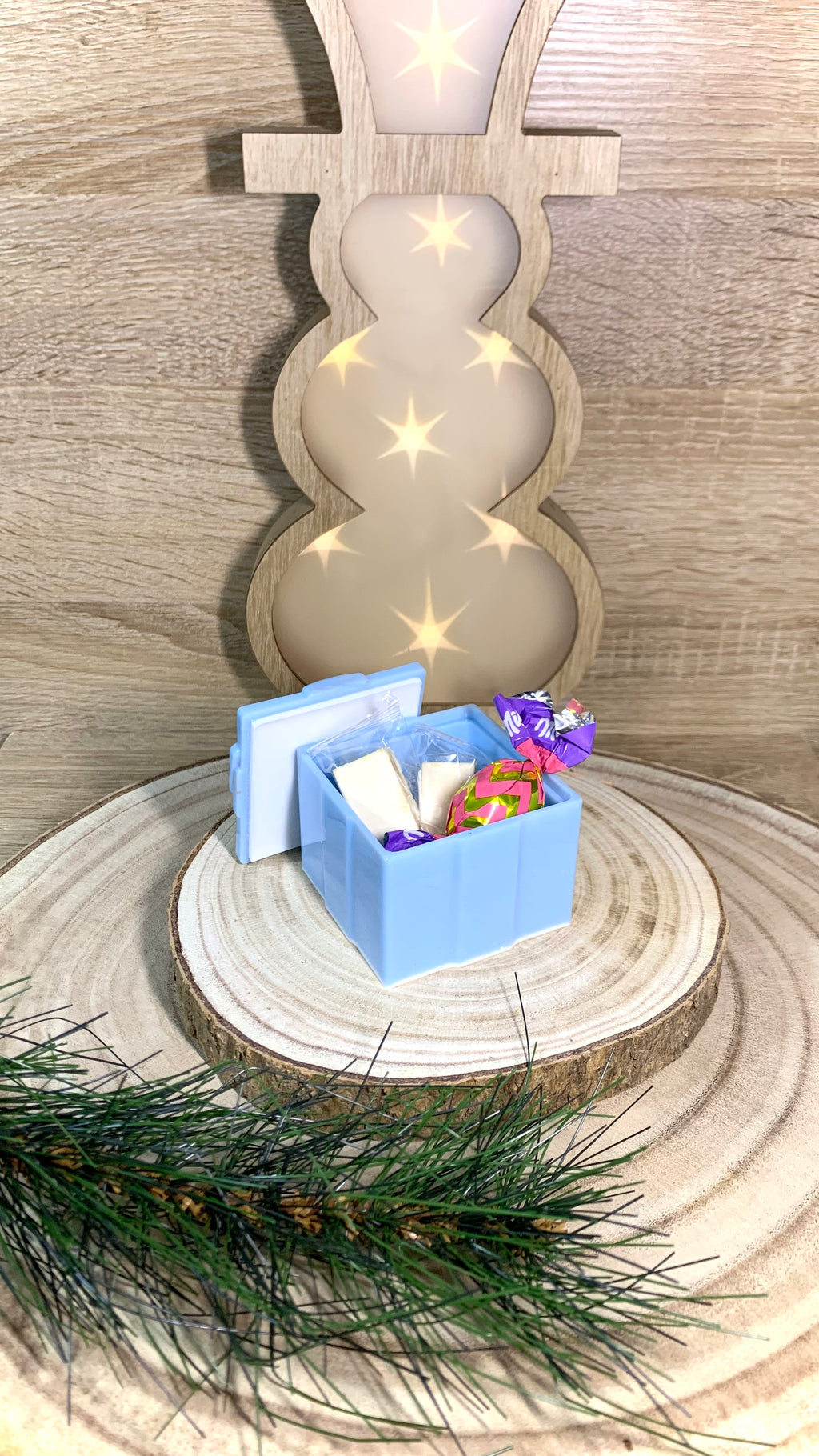 Boîte rangement en résine époxy bleu et blanc artisanat Pelou&Co