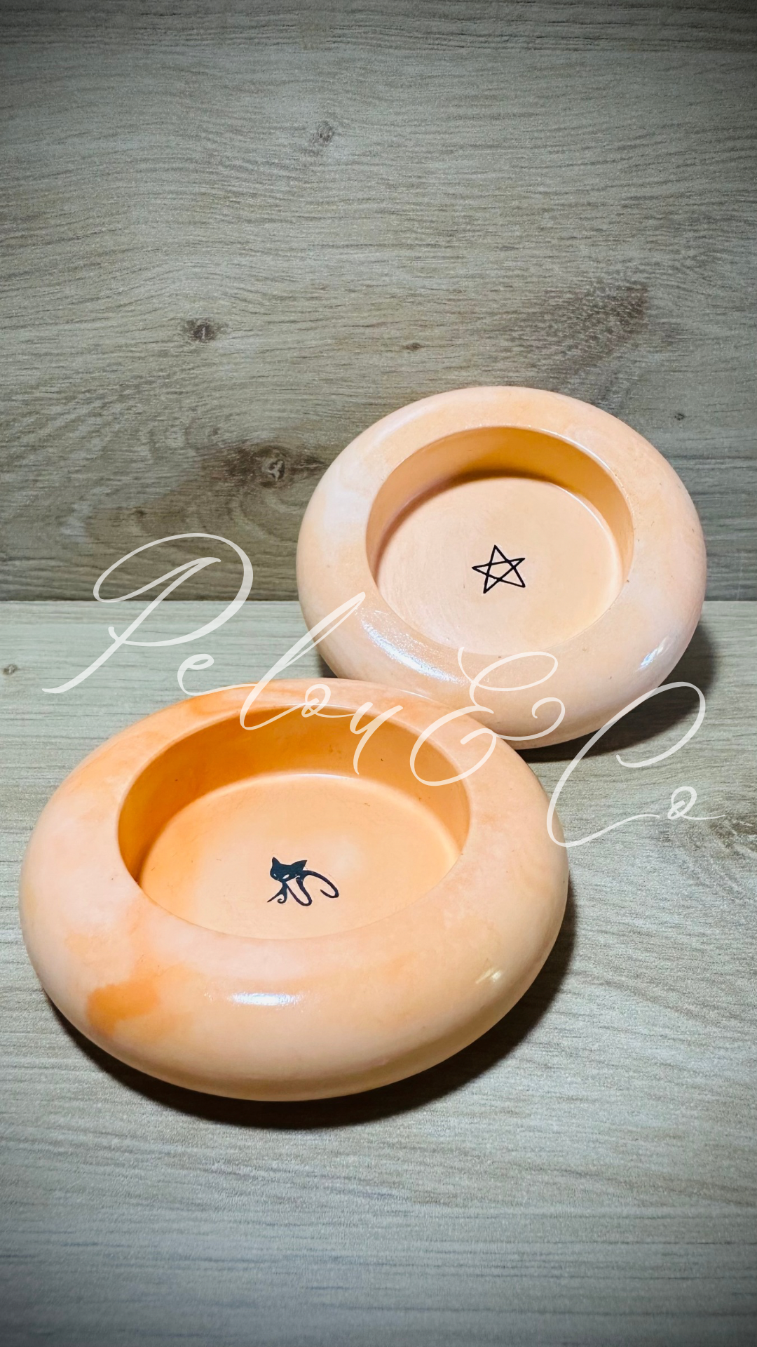  Bougeoirs Chat & Sortilège en résine minérale orange pour Halloween