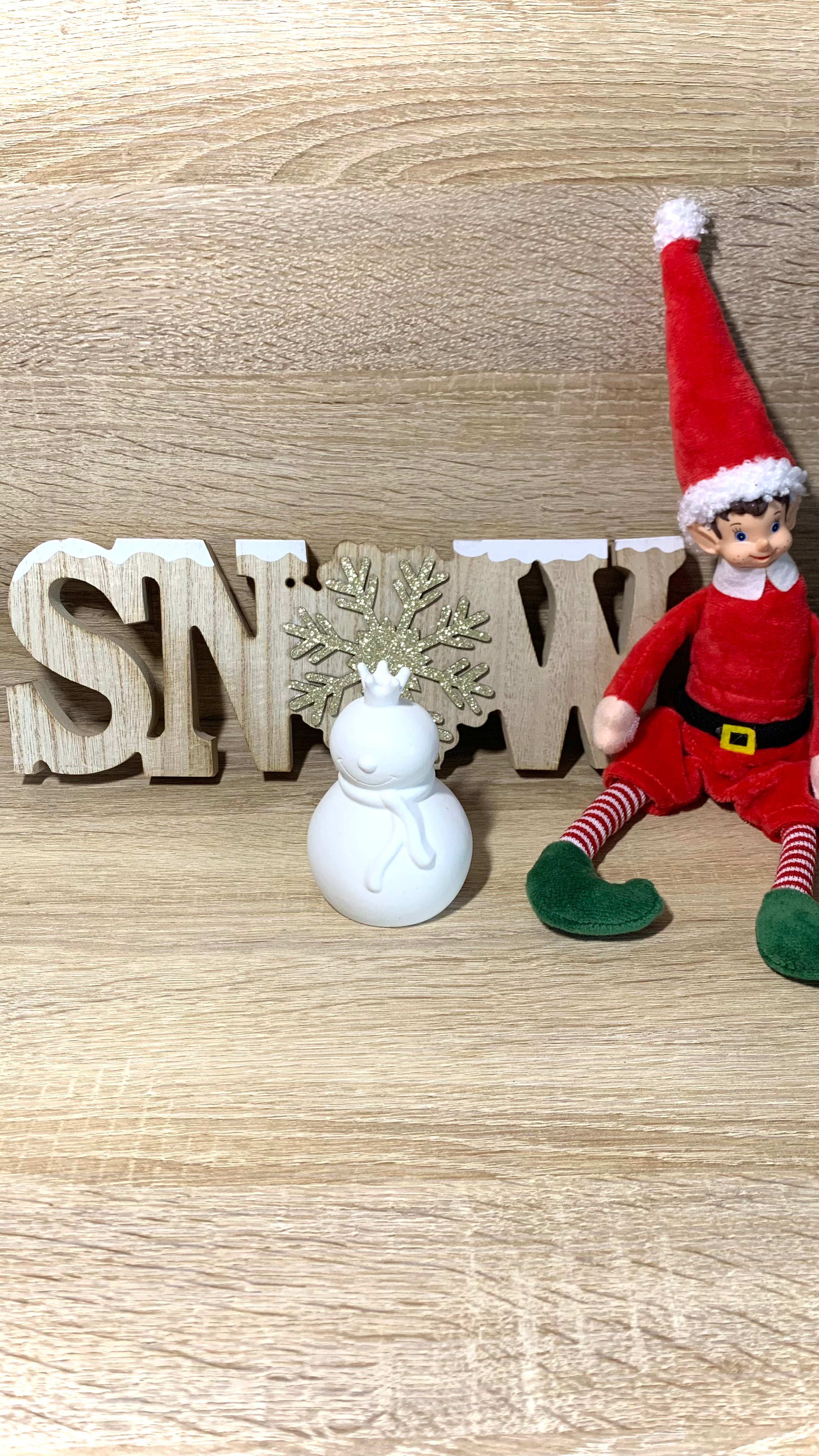 Décoration artisanale bonhomme de neige blanc - Collection Noël Pelou&Co