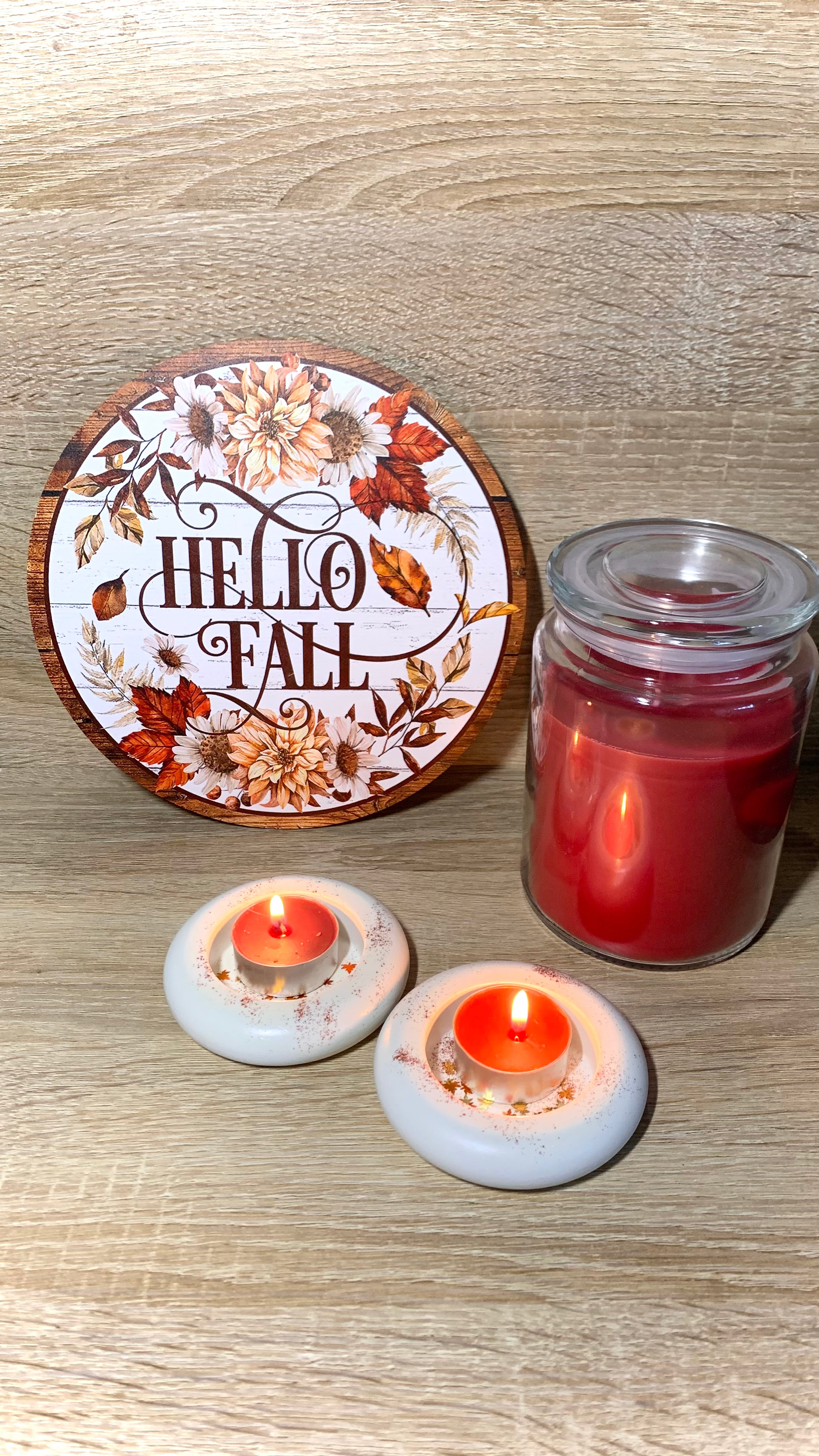 Décoration d’automne élégante en résine blanche et paillettes — Pelou&Co