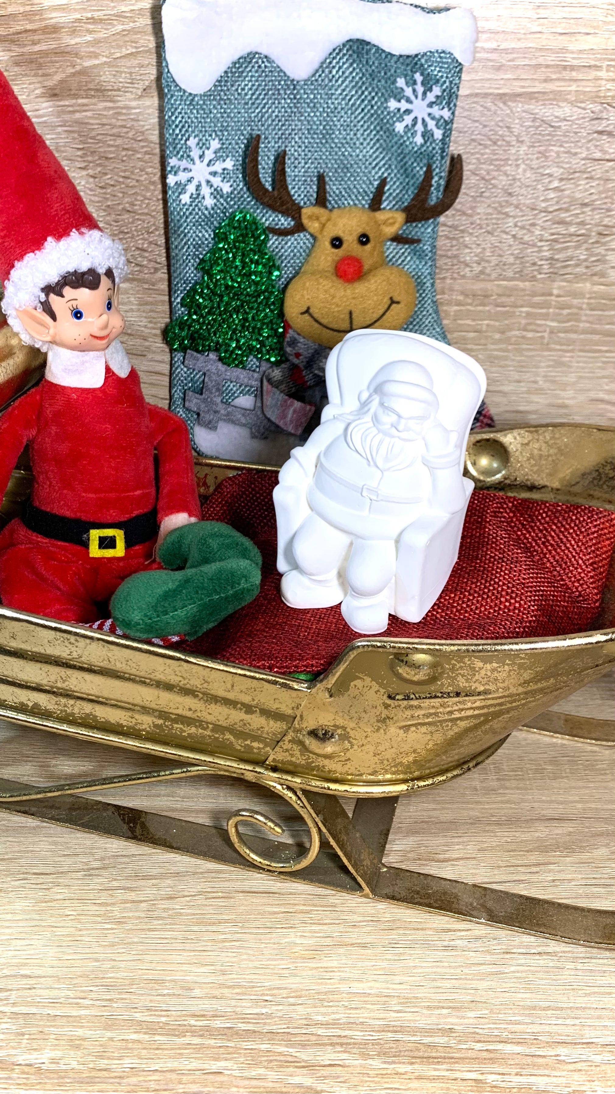 Décoration Père Noël en résine blanche a personnaliser Pelou&Co