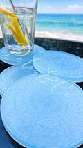 Dessous de verres résine bleu effet mer artisanaux