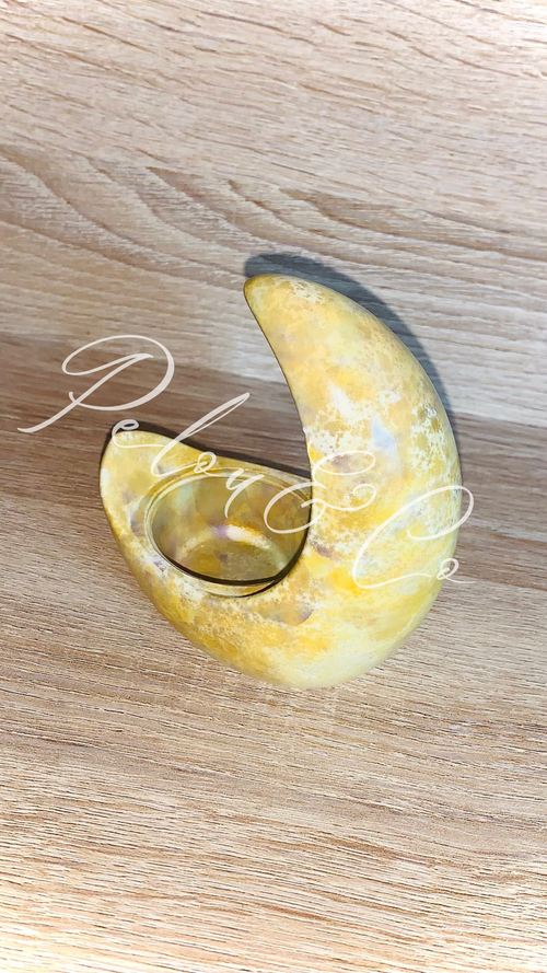 Arrière Bougeoir lune jaune en résine minérale Pelou&Co
