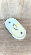 Vide-poche en résine minérale et époxy jaune et vert, style méditerranéen