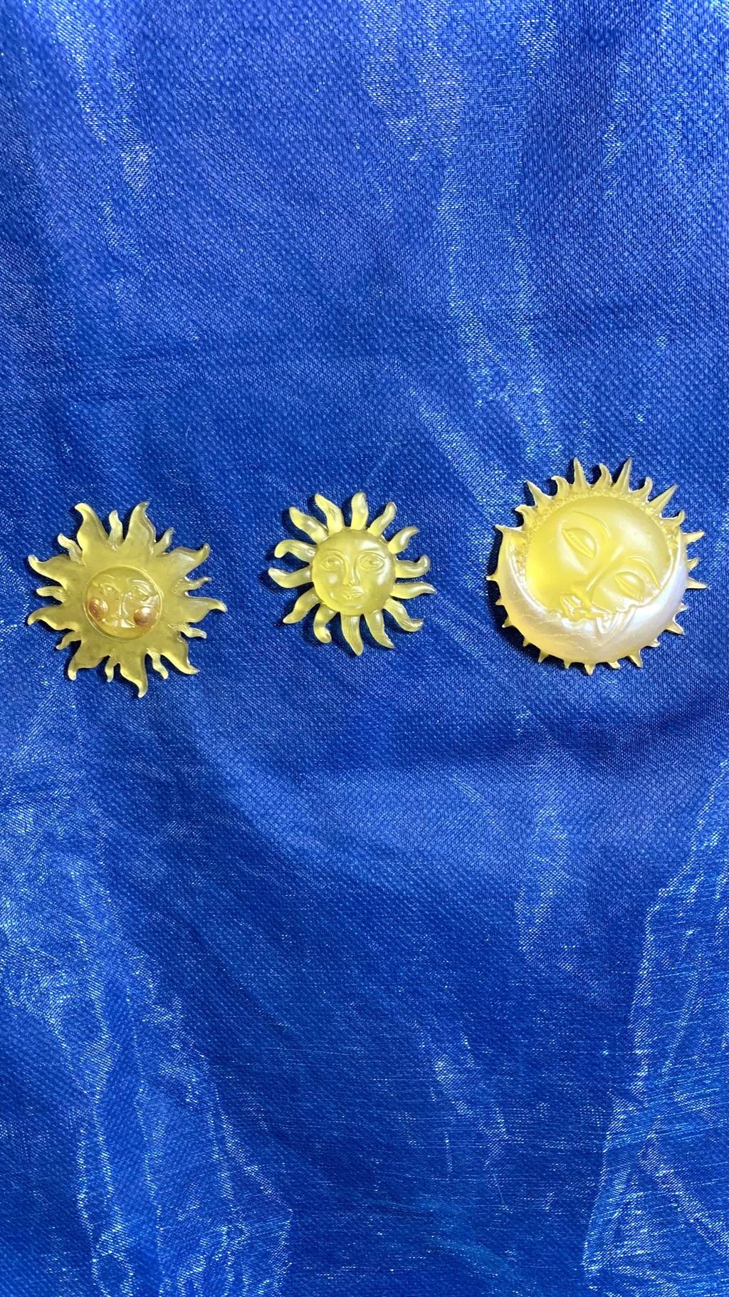 Lot 3 aimants soleils en résine artisanale - fluorescent - décoration magnétique maison - Pelou&Co