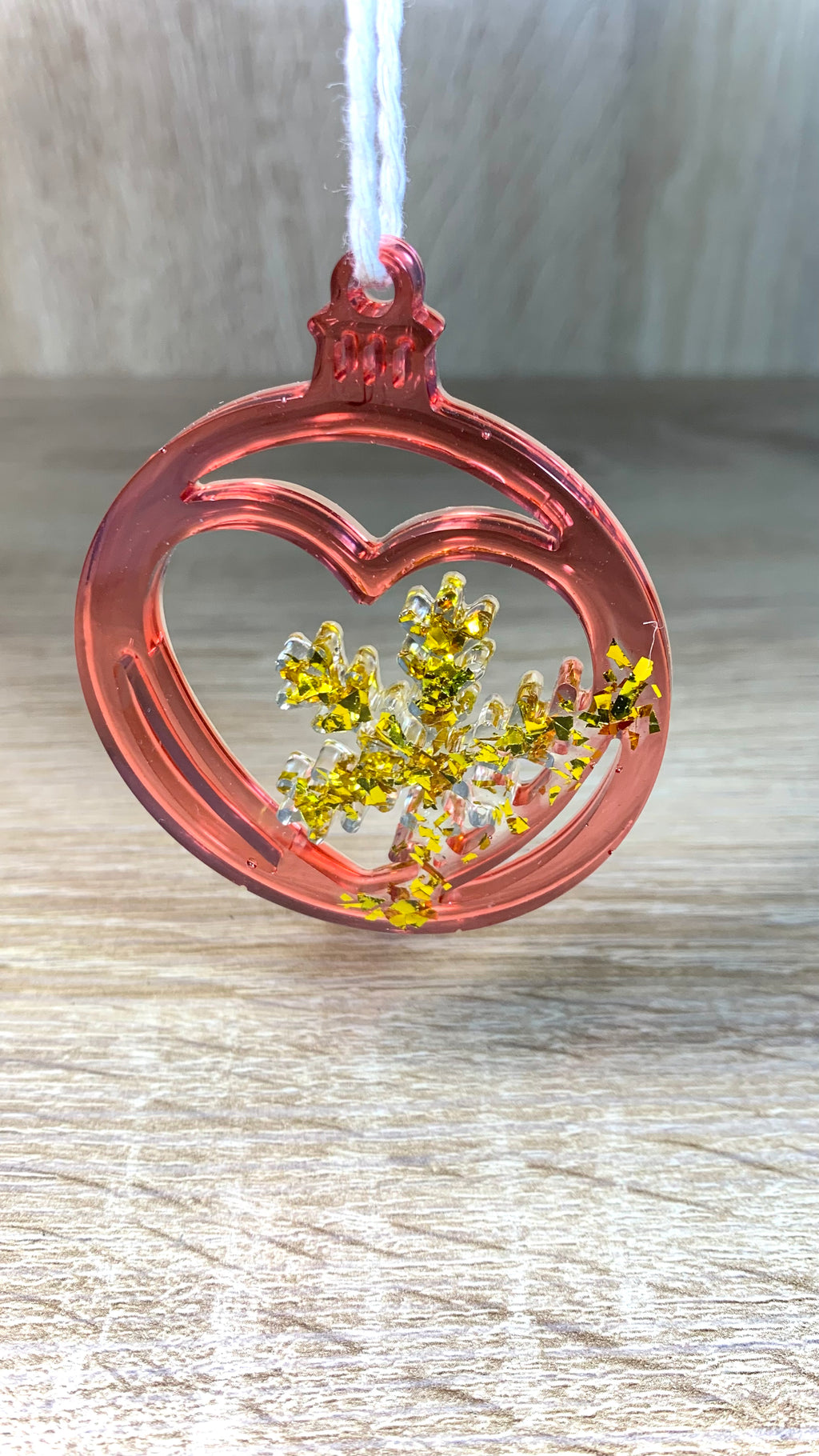 Boule plate rouge et or artisanale Pelou&Co