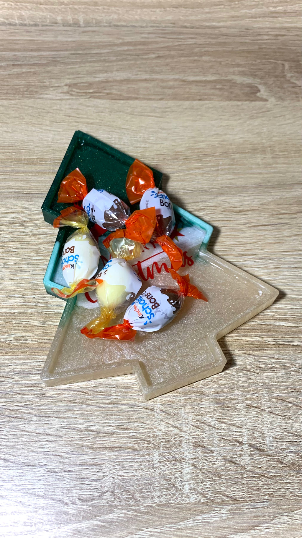 Plateau sapin décoratif Noël, vert et beige Pelou&Co