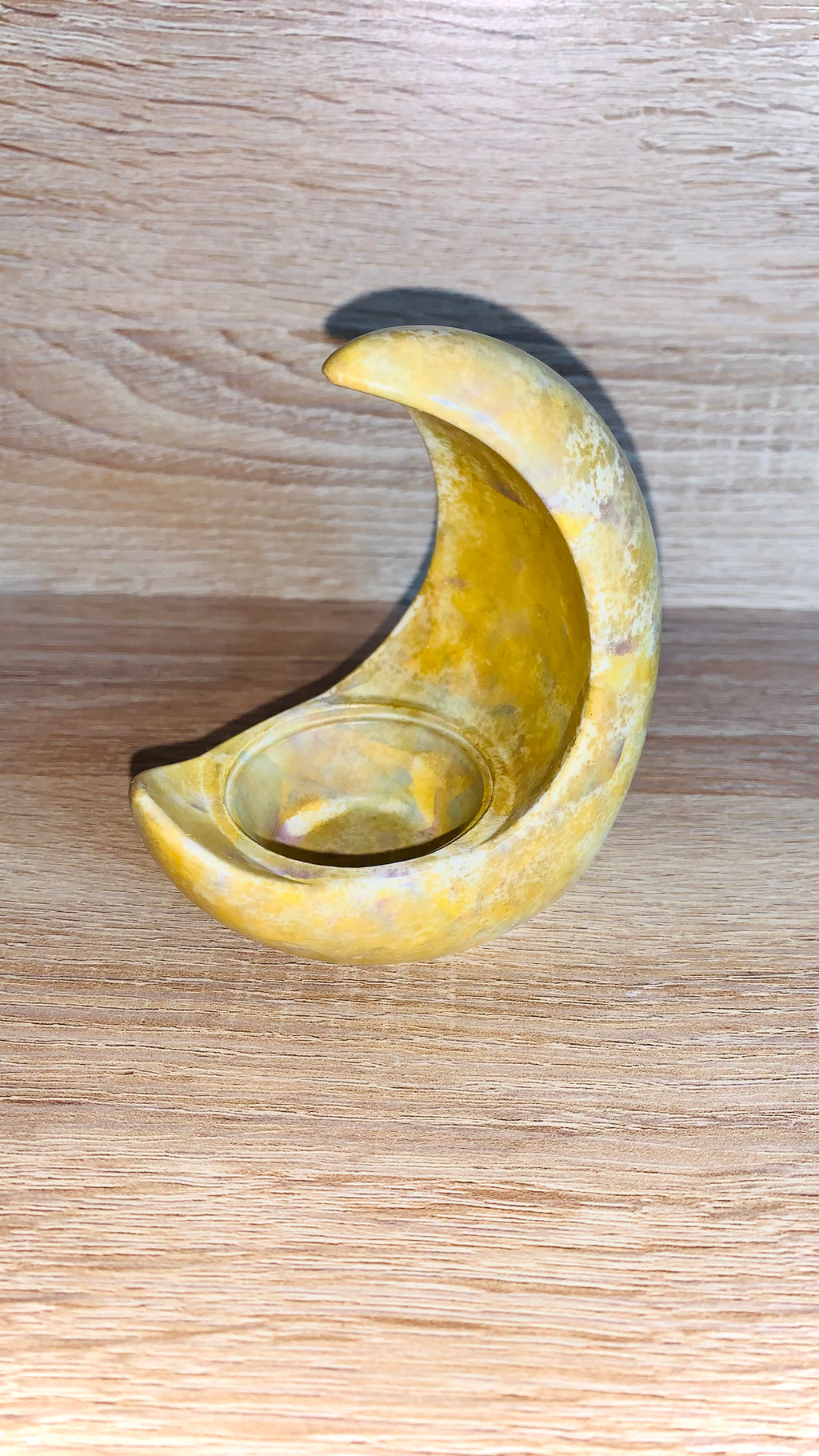 Bougeoir lune jaune en résine minérale Pelou&Co