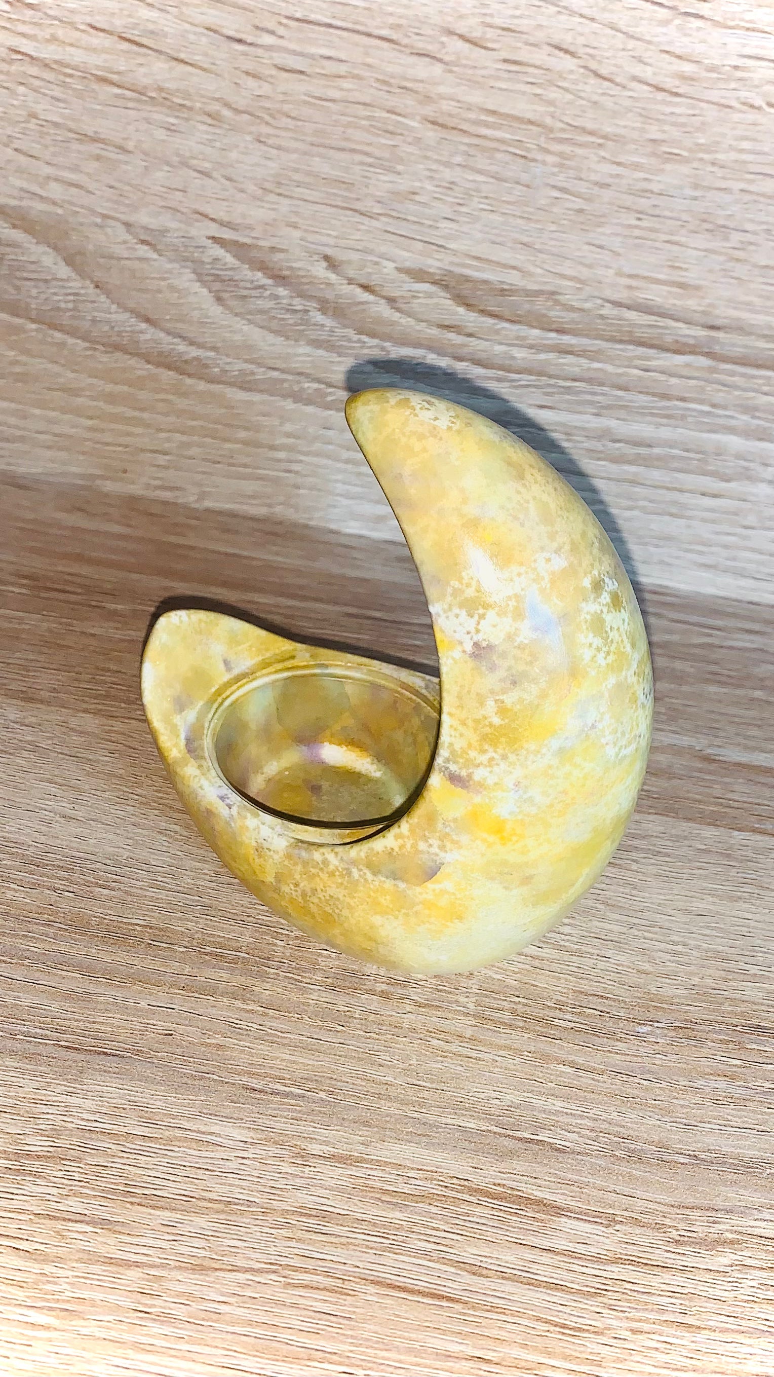 Bougeoir lune jaune en résine minérale Pelou&Co