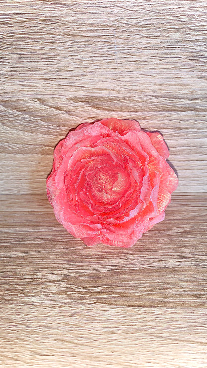 Pivoine en résine époxy rose et or, déco florale Pelou&Co